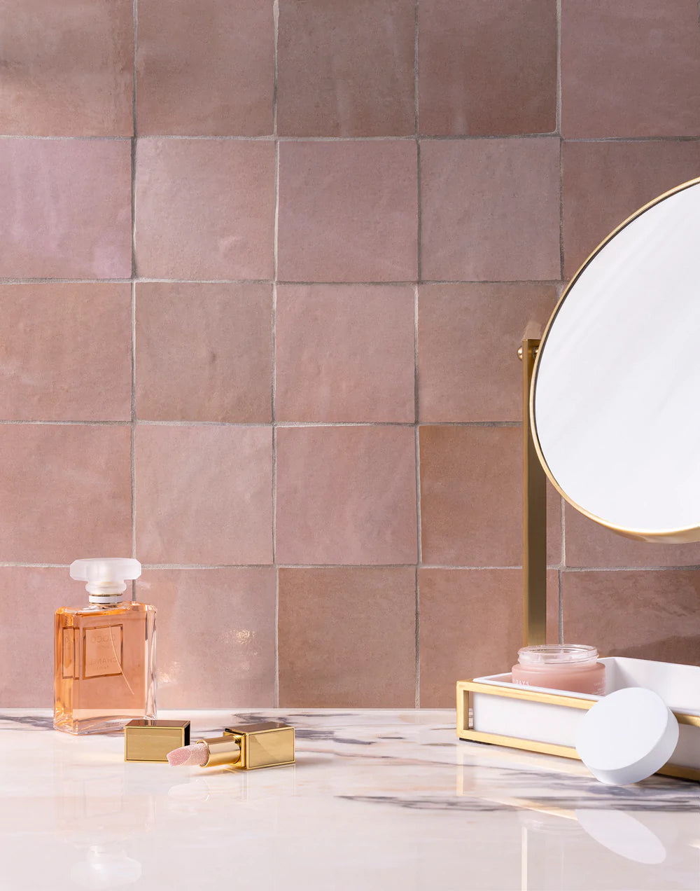 Zellige (4×4) Wood Rose Pink